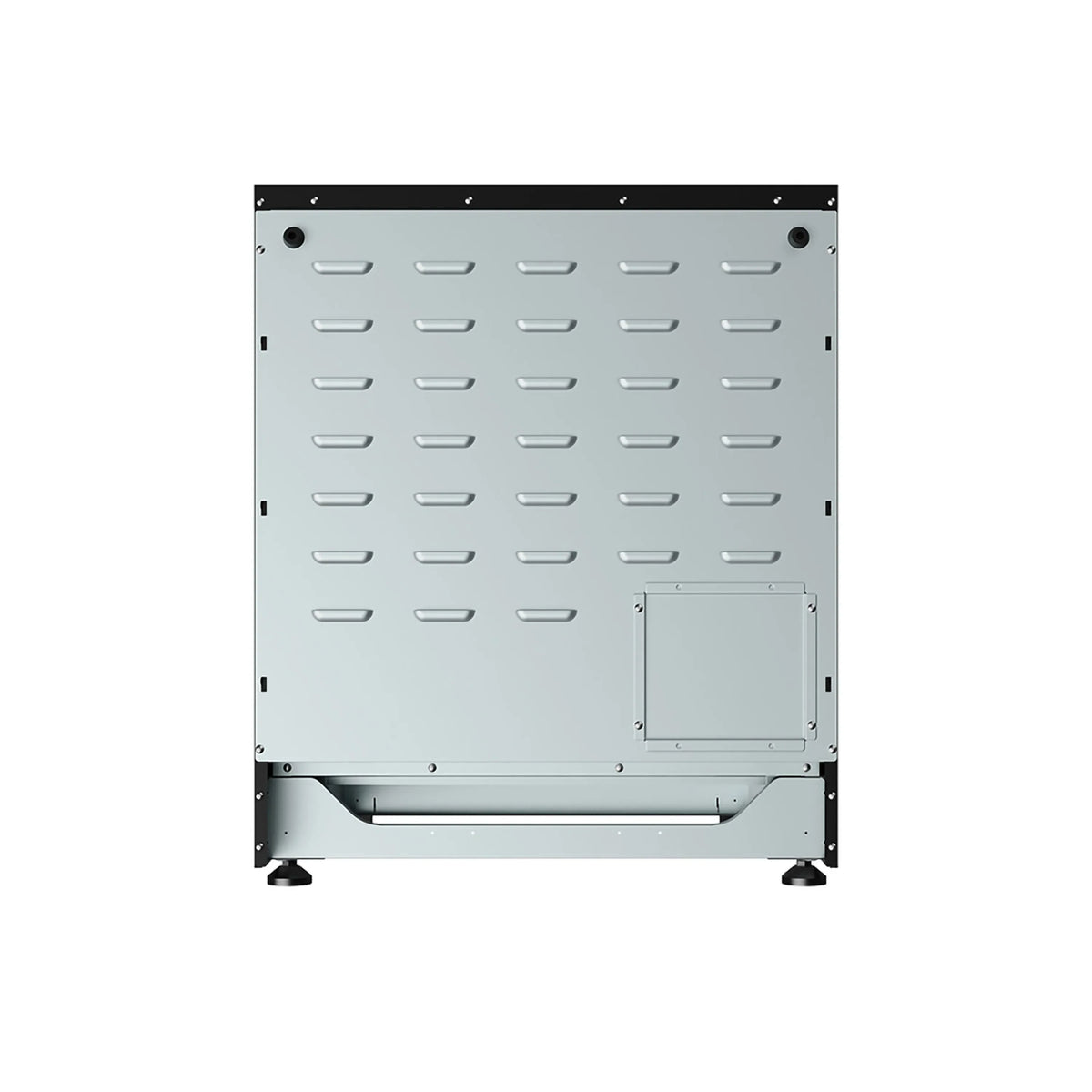 Dishwasher interior bottom rack with silver tines and side walls