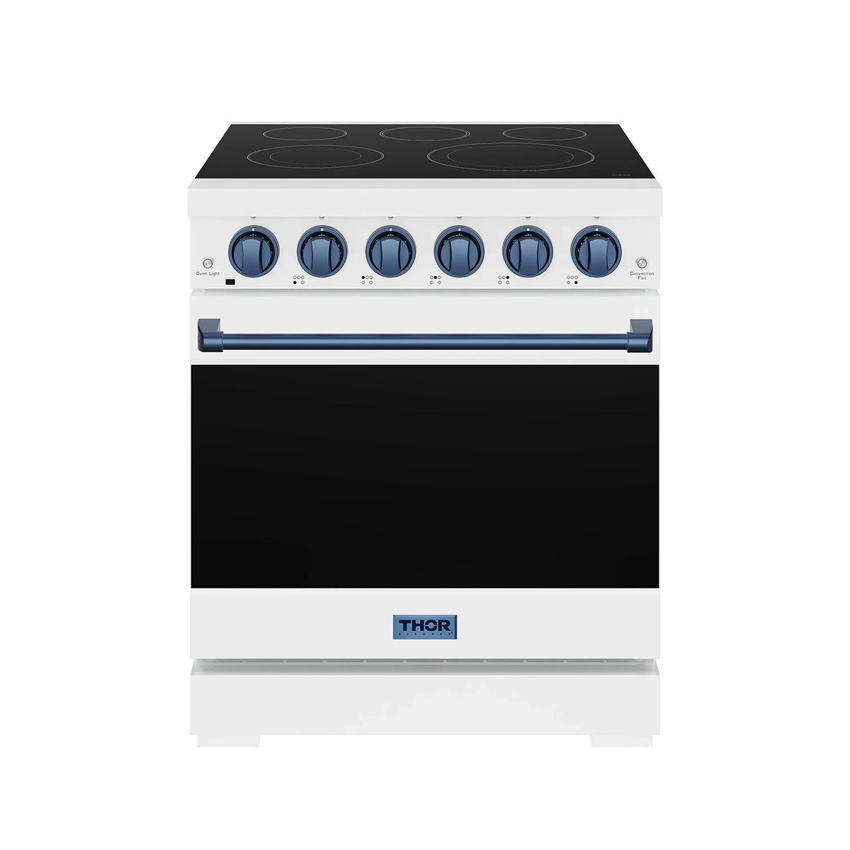 Gordon Ramsay by Thor Kitchen 30-Inch Professional Electric Range with Precision Knob Control in White with Blue Trim (RSE30PW-BLU)