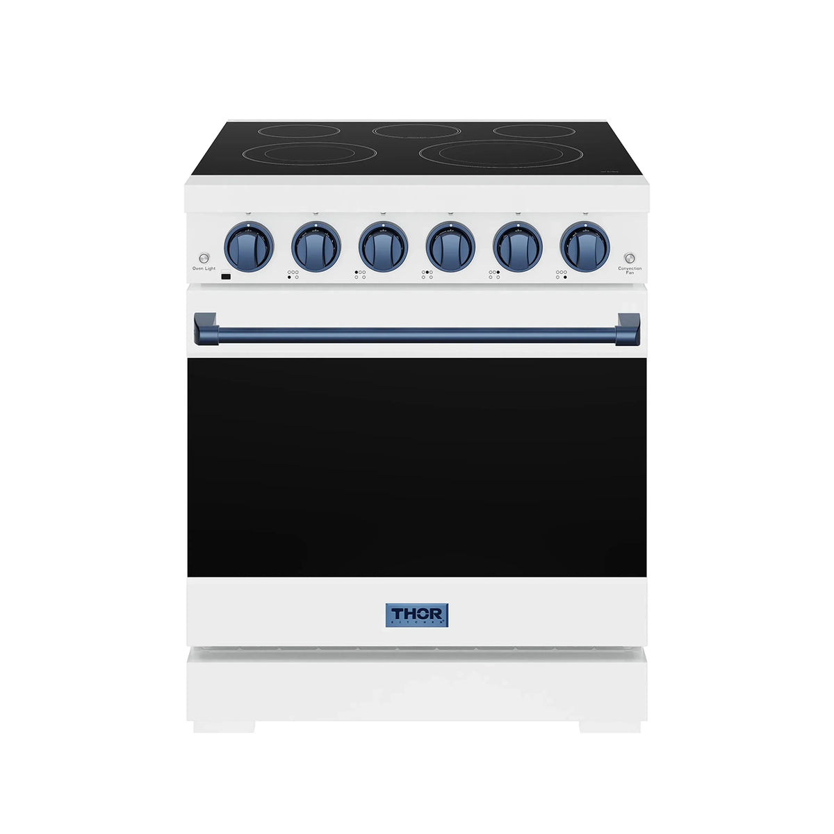 Gordon Ramsay by Thor Kitchen 30-Inch Professional Electric Range with Precision Knob Control in White with Blue Trim (RSE30PW-BLU)
