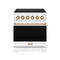 Gordon Ramsay by Thor Kitchen 30-Inch Professional Electric Range with Precision Knob Control in White with Bronze Trim (RSE30PW-BRZ)