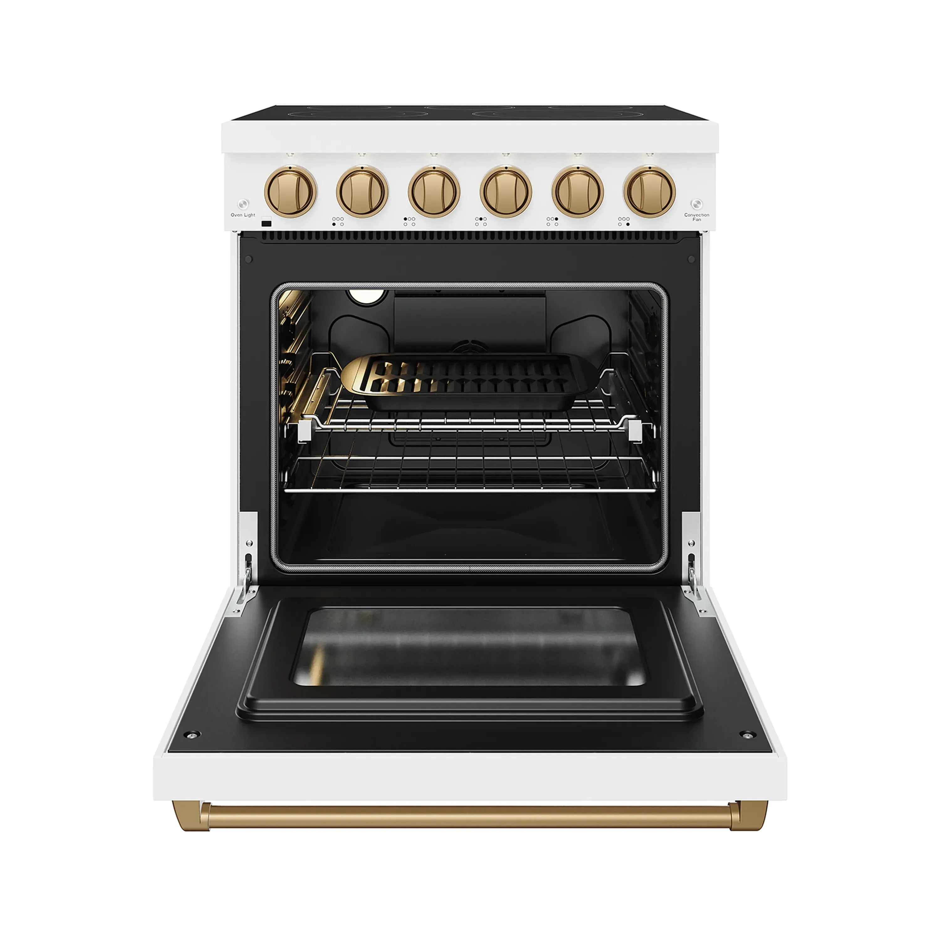 Gordon Ramsay by Thor Kitchen 30-Inch Professional Electric Range with Precision Knob Control in White with Bronze Trim (RSE30PW-BRZ)