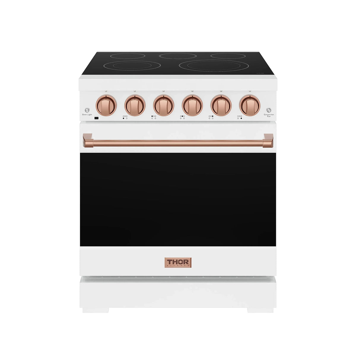 Gordon Ramsay by Thor Kitchen 30-Inch Professional Electric Range with Precision Knob Control in White with Rose Gold Trim (RSE30PW-RSG)