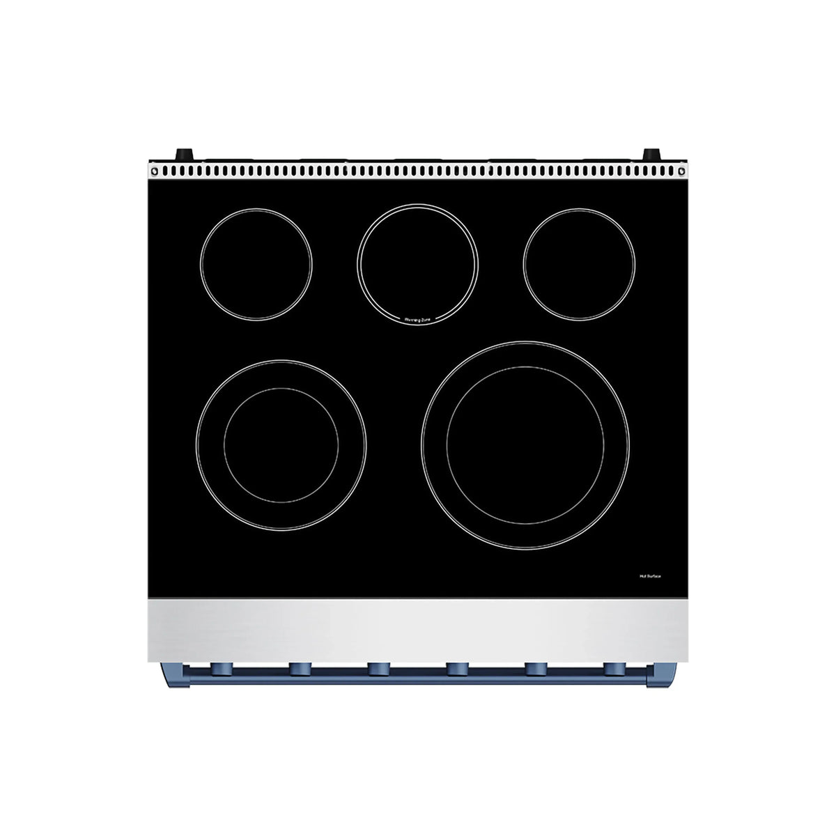 Electric cooktop with five coil burners and black ceramic glass surface
