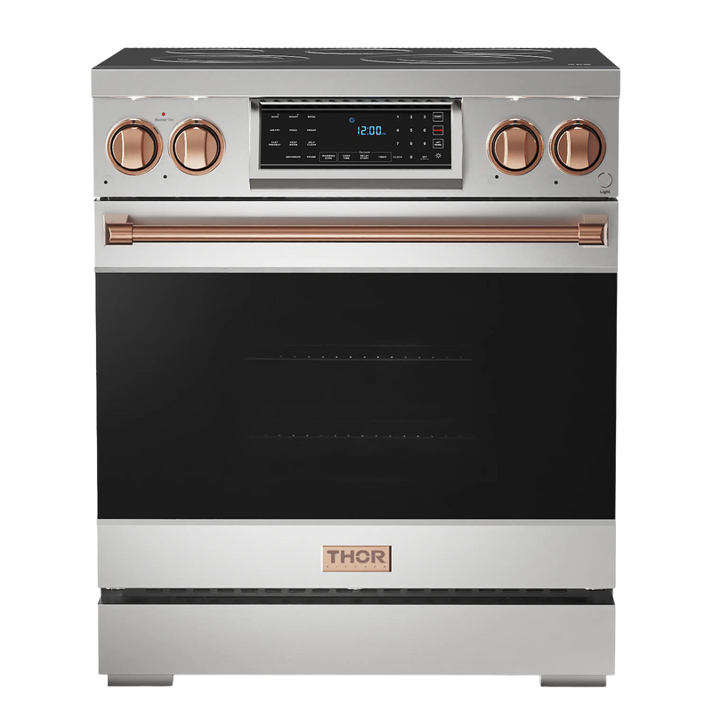 Thor Kitchen Gordon Ramsay Series 30-Inch Professional Electric Range with Tilt Panel Touch Control in Stainless Steel with Rose Gold Trim (RSE30-RSG)