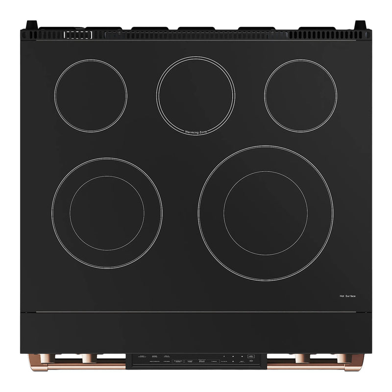 Thor Kitchen Gordon Ramsay Series 30-Inch Professional Electric Range with Tilt Panel Touch Control in Black with Rose Gold Trim (RSE30B-RSG)