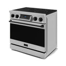 Gordon Ramsay by Thor Kitchen 4-Piece Appliance Package -  36-Inch Electric Range, Wall Mount Range Hood, 36-Inch French Door Refrigerator, and Dishwasher in Stainless Steel with Black Trim