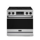 Gordon Ramsay by Thor Kitchen 3-Piece Appliance Package - 36-Inch Electric Range with Tilt Panel Touch Control, 36-Inch Refrigerator, and Dishwasher in Stainless Steel with Black Trim