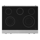 Gordon Ramsay by Thor Kitchen 4-Piece Appliance Package -  36-Inch Electric Range, Wall Mount Range Hood, 36-Inch French Door Refrigerator, and Dishwasher in Stainless Steel with Black Trim