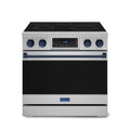 Gordon Ramsay by Thor Kitchen 36-Inch Professional Electric Range with Tilt Panel Touch Control and 6.0 Cu. Ft. Oven with Air Fryer and Self Clean in Stainless Steel with Navy Blue Trim (RSE36-BLU)