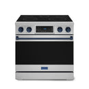 Gordon Ramsay by Thor Kitchen 36-Inch Professional Electric Range with Tilt Panel Touch Control and 6.0 Cu. Ft. Oven with Air Fryer and Self Clean in Stainless Steel with Navy Blue Trim (RSE36-BLU)