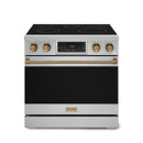 Gordon Ramsay by Thor Kitchen 36-Inch Professional Electric Range with Tilt Panel Touch Control and 6.0 Cu. Ft. Oven with Air Fryer and Self Clean in Stainless Steel with Bronze Trim (RSE36-BRZ)