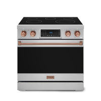 Thor Kitchen Gordon Ramsay Series 36-Inch Professional Electric Range with Tilt Panel Touch Control in Stainless Steel with Rose Gold Trim (RSE36-RSG)