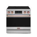 Gordon Ramsay by Thor Kitchen 4-Piece Appliance Package -  36-Inch Electric Range, Wall Mount Range Hood, 36-Inch French Door Refrigerator, and Dishwasher in Stainless Steel with Rose Gold Trim
