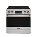 Gordon Ramsay by Thor Kitchen 3-Piece Appliance Package - 36-Inch Electric Range with Tilt Panel Touch Control, 36-Inch Refrigerator, and Dishwasher in Stainless Steel with Rose Gold Trim