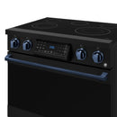 Gordon Ramsay by Thor Kitchen 4-Piece Appliance Package -  36-Inch Electric Range, Wall Mount Range Hood, 36-Inch French Door Refrigerator, and Dishwasher in Black with Blue Trim