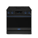 Gordon Ramsay by Thor Kitchen 4-Piece Appliance Package -  36-Inch Electric Range, Wall Mount Range Hood, 36-Inch French Door Refrigerator, and Dishwasher in Black with Blue Trim