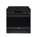 Gordon Ramsay by Thor Kitchen 3-Piece Appliance Package - 36-Inch Electric Range with Tilt Panel Touch Control, 36-Inch Refrigerator, and Dishwasher in Black with Blue Trim