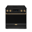 Gordon Ramsay by Thor Kitchen 36-Inch Professional Electric Range with Tilt Panel Touch Control and 6.0 Cu. Ft. Oven with Air Fryer and Self Clean in Black with Bronze Trim (RSE36B-BRZ)