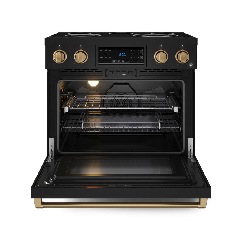 Thor Kitchen Gordon Ramsay Series 36-Inch Professional Electric Range with Tilt Panel Touch Control in Black with Bronze Trim (RSE36B-BRZ)