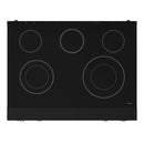 Gordon Ramsay by Thor Kitchen 4-Piece Appliance Package -  36-Inch Electric Range, Wall Mount Range Hood, 36-Inch French Door Refrigerator, and Dishwasher in Black with Bronze Trim
