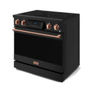 Gordon Ramsay by Thor Kitchen 36-Inch Professional Electric Range with Tilt Panel Touch Control and 6.0 Cu. Ft. Oven with Air Fryer and Self Clean in Black with Rose Gold Trim (RSE36B-RSG)