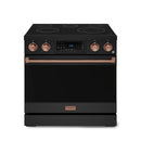 Gordon Ramsay by Thor Kitchen 4-Piece Appliance Package -  36-Inch Electric Range, Wall Mount Range Hood, 36-Inch French Door Refrigerator, and Dishwasher in Black with Rose Gold Trim