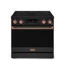 Gordon Ramsay by Thor Kitchen 3-Piece Appliance Package - 36-Inch Electric Range with Tilt Panel Touch Control, 36-Inch Refrigerator, and Dishwasher in Black with Rose Gold Trim