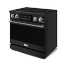 Gordon Ramsay by Thor Kitchen 3-Piece Appliance Package - 36-Inch Electric Range with Tilt Panel Touch Control, 36-Inch Refrigerator, and Dishwasher in Black with Stainless Steel Trim