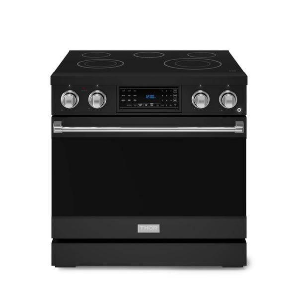 Thor Kitchen Gordon Ramsay Series 36-Inch Professional Electric Range with Tilt Panel Touch Control in Black with Stainless Steel Trim (RSE36B-SS)