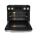 Gordon Ramsay by Thor Kitchen 4-Piece Appliance Package -  36-Inch Electric Range, Wall Mount Range Hood, 36-Inch French Door Refrigerator, and Dishwasher in Black with Bronze Trim