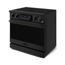 Gordon Ramsay by Thor Kitchen 4-Piece Appliance Package -  36-Inch Electric Range, Wall Mount Range Hood, 36-Inch French Door Refrigerator, and Dishwasher in Black