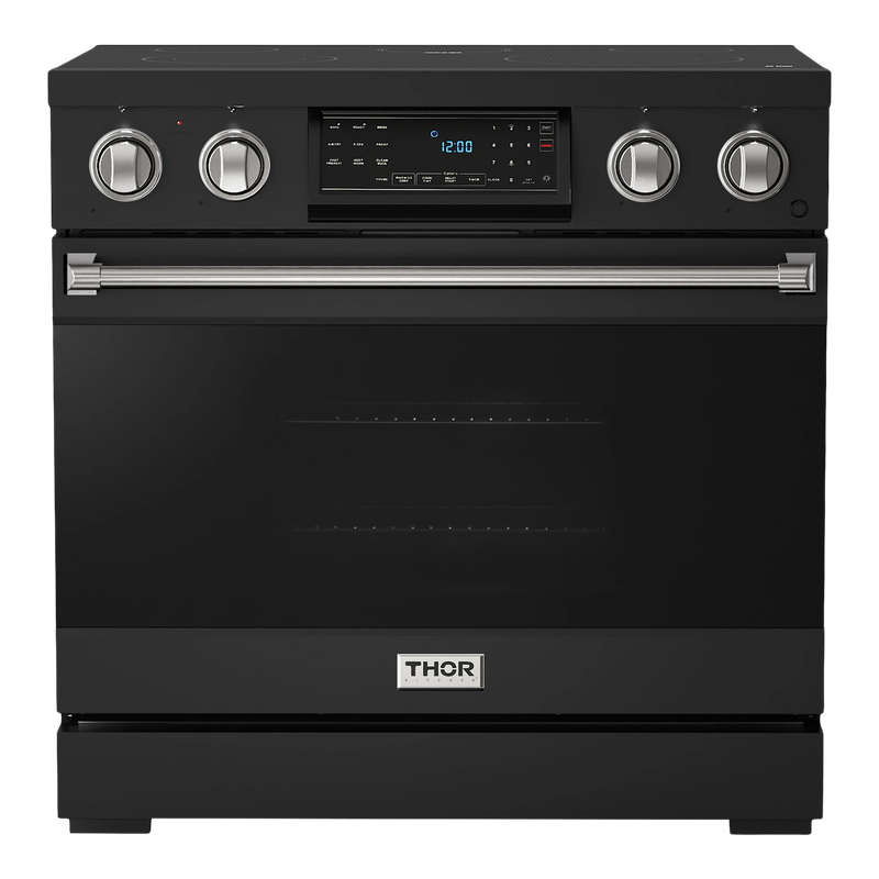 Thor Kitchen Gordon Ramsay Series 36-Inch Professional Electric Range with Tilt Panel Touch Control in Black with Stainless Steel Trim (RSE36B-SS)