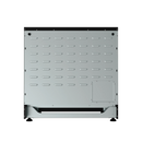 Stainless-lined oven interior panel with louvered vents and mounting hardware