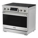 Gordon Ramsay by Thor Kitchen 4-Piece Appliance Package -  36-Inch Electric Range, Wall Mount Range Hood, 36-Inch French Door Refrigerator, and Dishwasher in Stainless Steel