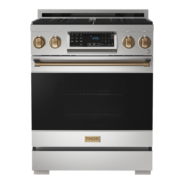 Thor Kitchen Gordon Ramsay Series 30-Inch Professional Gas Range with Tilt Panel Touch Control in Stainless Steel with Bronze Trim (RSG30-BRZ)