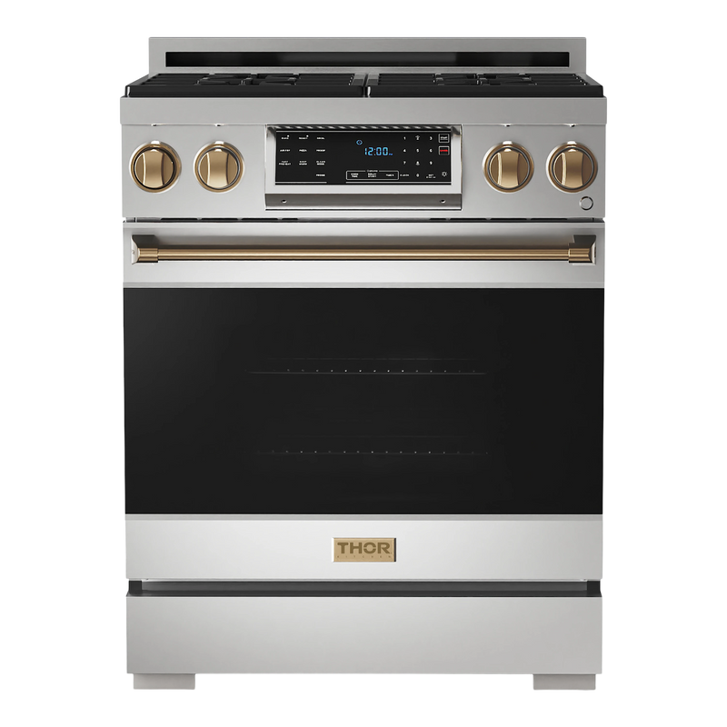 Thor Kitchen Gordon Ramsay Series 30-Inch Professional Gas Range with Tilt Panel Touch Control in Stainless Steel with Bronze Trim (RSG30-BRZ)