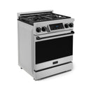 Gordon Ramsay by Thor Kitchen 3-Piece Appliance Package - 30-Inch Propane Gas Range, Tilt Panel, 36-Inch Refrigerator, and Dishwasher in Stainless Steel with Black Trim