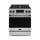 Gordon Ramsay by Thor Kitchen 3-Piece Appliance Package - 30-Inch Propane Gas Range, Tilt Panel, 36-Inch Refrigerator, and Dishwasher in Stainless Steel with Black Trim
