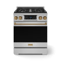 Gordon Ramsay by Thor Kitchen 30-Inch Professional Propane Gas Range with Tilt Panel Touch Control and 4.55 Cu. Ft. Self Clean Oven in Stainless Steel with Bronze Trim (RSG30LP-BRZ)