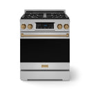 Gordon Ramsay by Thor Kitchen 30-Inch Professional Natural Gas Range with Tilt Panel Touch Control and 4.55 Cu. Ft. Self Clean Oven in Stainless Steel with Bronze Trim (RSG30-BRZ)