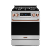 Gordon Ramsay by Thor Kitchen 30-Inch Professional Natural Gas Range with Tilt Panel Touch Control and 4.55 Cu. Ft. Self Clean Oven in Stainless Steel with Rose Gold Trim  (RSG30-RSG)