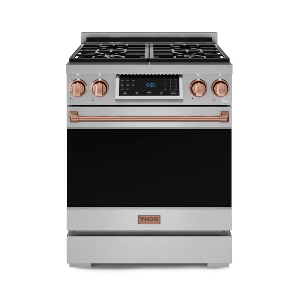 Thor Kitchen Gordon Ramsay Series 30-Inch Professional Gas Range with Tilt Panel Touch Control in Stainless Steel with Rose Gold Trim  (RSG30-RSG)