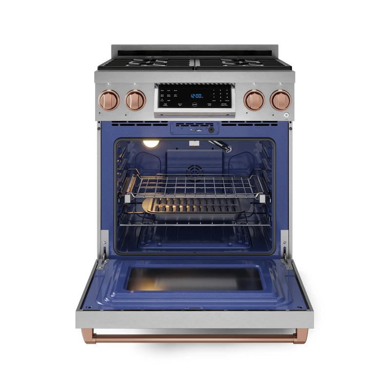 Thor Kitchen Gordon Ramsay Series 30-Inch Professional Gas Range with Tilt Panel Touch Control in Stainless Steel with Rose Gold Trim  (RSG30-RSG)