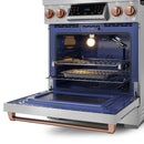 Gordon Ramsay by Thor Kitchen 3-Piece Appliance Package - 30-Inch Gas Range with Tilt Panel, 36-Inch Refrigerator, and Dishwasher in Stainless Steel with Rose Gold Trim