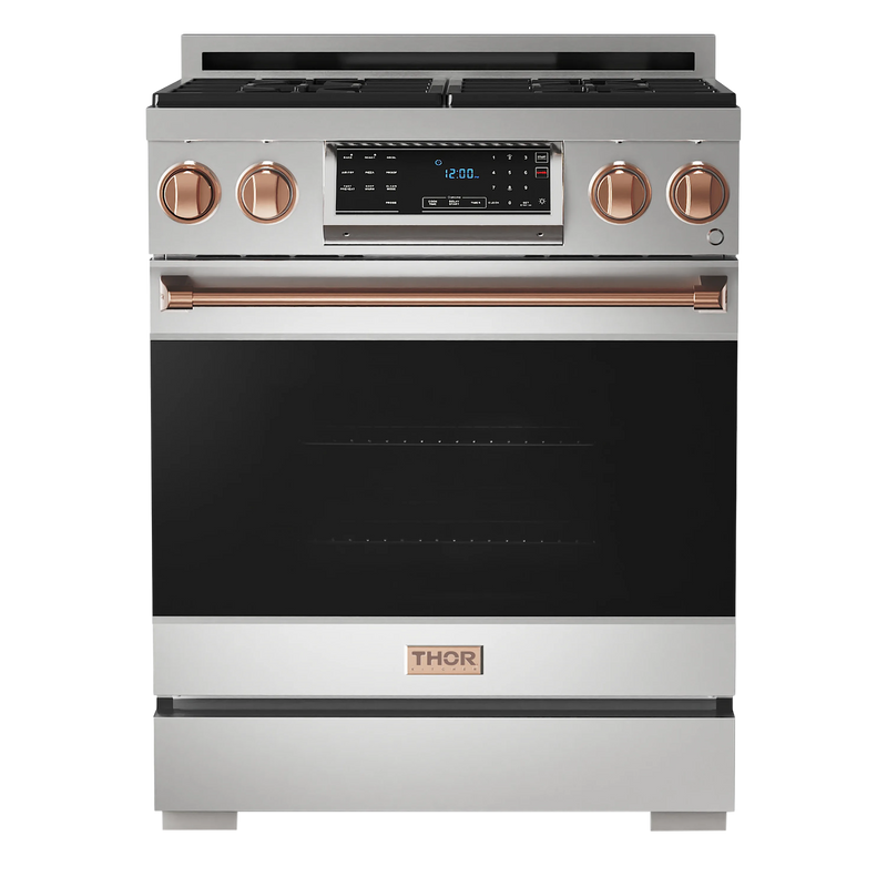 Thor Kitchen Gordon Ramsay Series 30-Inch Professional Gas Range with Tilt Panel Touch Control in Stainless Steel with Rose Gold Trim  (RSG30-RSG)