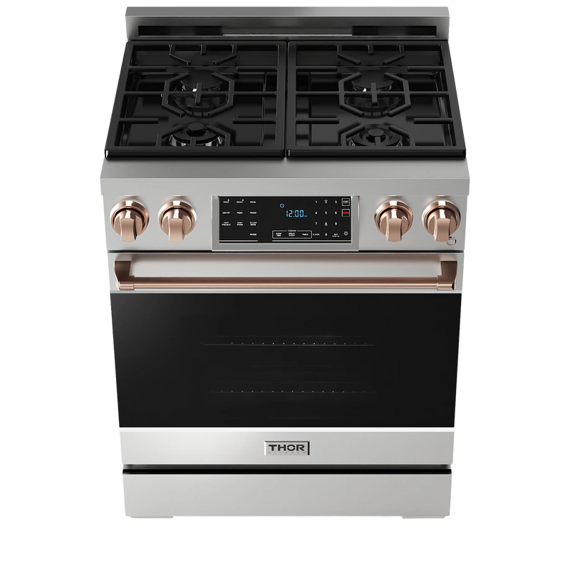 Thor Kitchen Gordon Ramsay Series 30-Inch Professional Gas Range with Tilt Panel Touch Control in Stainless Steel with Rose Gold Trim  (RSG30-RSG)