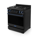 Gordon Ramsay by Thor Kitchen 30-Inch Professional Natural Gas Range with Tilt Panel Touch Control and 4.55 Cu. Ft. Self Clean Oven in Black with Navy Blue Trim (RSG30B-BLU)