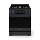 Gordon Ramsay by Thor Kitchen 3-Piece Appliance Package - 30-Inch Gas Range with Tilt Panel, 36-Inch Refrigerator, and Dishwasher in Black with Blue Trim