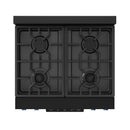 Black dual-burner cooktop with grates and four burner caps