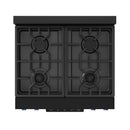 Gordon Ramsay by Thor Kitchen 3-Piece Appliance Package - 30-Inch Propane Gas Range, Tilt Panel, 36-Inch Refrigerator, and Dishwasher in Black with Blue Trim